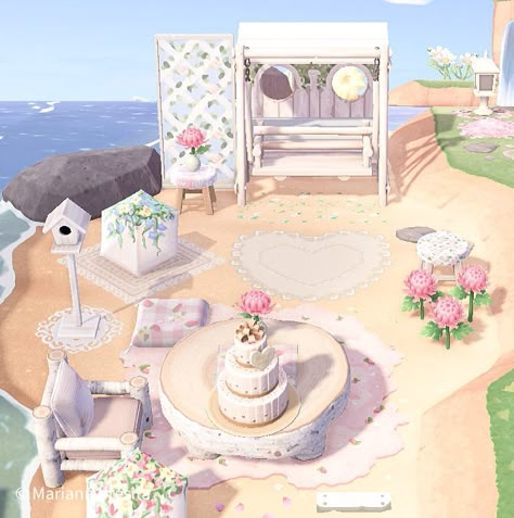 Animal crossing Pink Animal Crossing Island Ideas, Animal Crossing Pinky, Animal Crossing Path Design Tutorial, Animal Crossing Coquette, Coquette Animal Crossing, Acnh Coquette, Animal Crossing Wedding, Animal Crossing Pink, Acnh Builds