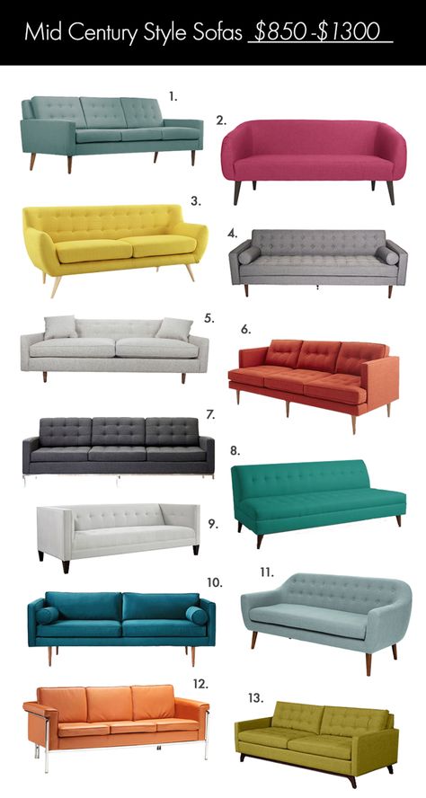 The Ultimate Mid Century Style Sofa Guide! (click through for links) Trendy Sofas, Modern Sofa Designs, Mid Century Modern Living, Casa Vintage, Living Room Sofa Design, Mid Century Modern Living Room, Mid Century Sofa, Mid Century Modern Decor, Mid Century Decor