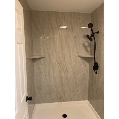 Brown Marble Shower Walls, Bathroom Shower Surround Ideas, Wetwall Bathroom Panels, Pvc Shower Wall Panels, Flexstone Shower Walls, No Grout Shower Walls, Shower Panels Wall Ideas, Groutless Shower Walls, Ensuite Remodel