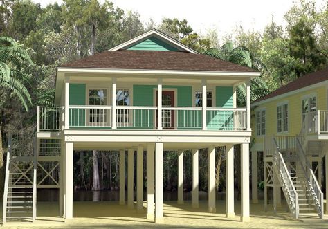 Custom Manufactured Stilt Homes & Modular Stilt Homes - Ocala Custom Homes Stilt House Design, Home On Stilts, Stilt House Plans, Stilt Home, Stilt House, Small Beach Houses, Zero Energy, Madeira Beach, House On Stilts