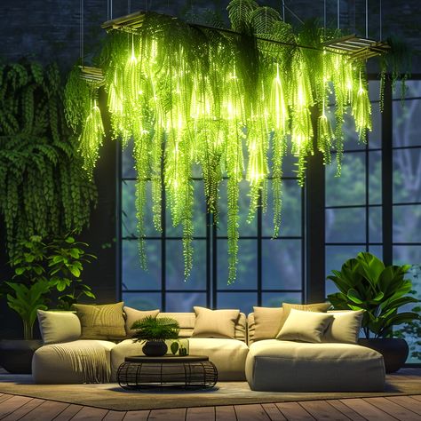 Plant Chandelier, Sustainable Architecture Design, Boho Apartments, Nature Projects, Store Interiors, Weeping Willow, Cozy Reading Nook, Tears Of Joy, Sustainable Architecture