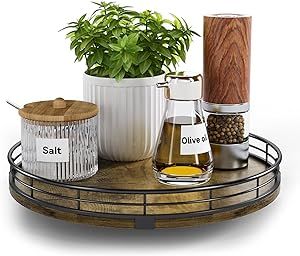 Centerpieces Coffee Table, Farmhouse Lazy Susan, Wooden Lazy Susan, Lazy Susan Organization, Coffee Table Storage, Kitchen Countertop Organization, Coffee Table Pictures, Unicorn Room Decor, Bathroom Vanity Tray