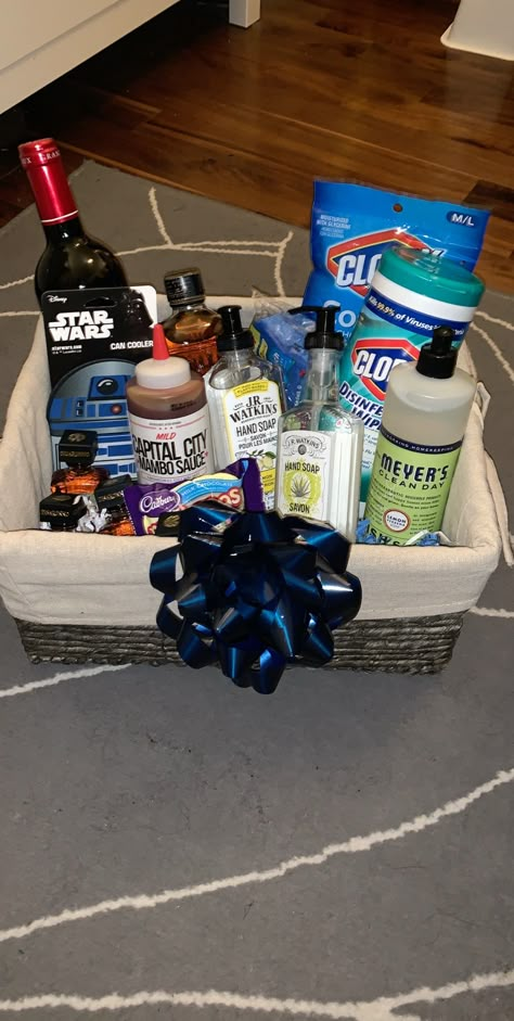 Move In Gift Basket Ideas, Car Gift Basket For Men, Home Warming Gifts Basket For Men, Mens Care Package Ideas Gift Baskets, Men’s Hygiene Basket, Boyfriend Housewarming Gift, Gift Basket For Guy Friend, Housewarming Gift Ideas For Men Guys, House Warming Gift Ideas For Men Guys