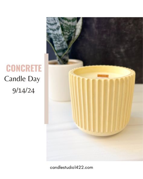 ✨ Mark Your Calendars! ✨ Registration for Concrete Candle Day on September 14th is now OPEN! ✨ Join in for a hands-on experience where you'll select a handmade concrete vessel for the candle-making experience. You'll have the option to have eco glitter or a mica shimmer added to your candle. For those of you who love Fall scents, they will be available this day! Secure your spot now! Just select 9/14 on our regular candle making calendar, and you are in! #CandleStudio1422 #ConcreteCandleDa... Eco Glitter, Handmade Concrete, Concrete Candle, Love Fall, Fall Scents, Now Open, Candle Making, Hands On, Scents