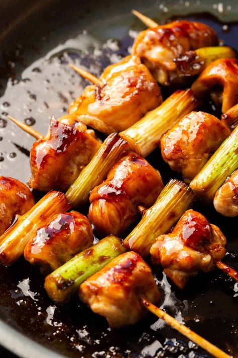 Yakitori - Japanese Chicken Skewers | Wandercooks Japanese Finger Food, Japanese Yakitori Recipe, Yakitori Chicken Skewers, Yakitori Sauce, Japanese Yakitori, Yakitori Recipe, Japanese Appetizers, Yakitori Chicken, Gochujang Chicken