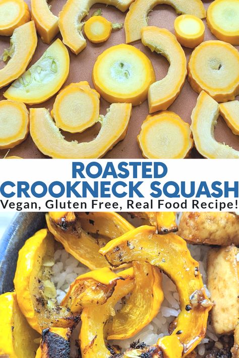 Crookneck Squash Recipes Air Fryer, Yellow Bumpy Crookneck Squash Recipes, Long Neck Squash Recipes, Yellow Crookneck Squash Recipes, Crooked Neck Squash Recipes, Vegan Yellow Squash Recipes, Crookneck Squash Recipes, Fresh Veggie Recipes, Roasted Yellow Squash