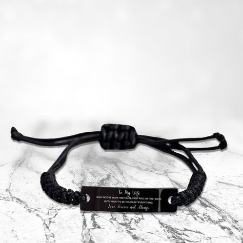 ✨ Seal your love with this timeless treasure! ✨ This engraved black rope bracelet isn’t just a gift; it’s a promise—'To My Wife, I Want to Be Your Last Everything.' 💖 A token of deep affection and unbreakable bonds, perfect for making every moment shine brighter. This Valentine’s Day, let her wear your heart on her wrist! 🌹💍 #ValentinesGift #LoveInEveryMoment #RomanticGesture #ForeverTogether #OnceInALifetime #GiftOfLove #EngravedJewelry #UniqueGifts #LoveStory #ThoughtfulPresent Gifts Coworkers, Coworkers Gifts, Actor Gifts, Birthday Gifts For Friends, Braided Rope Bracelet, Birthday Bracelet, Moon Gifts, Christmas Bracelet, Braided Rope