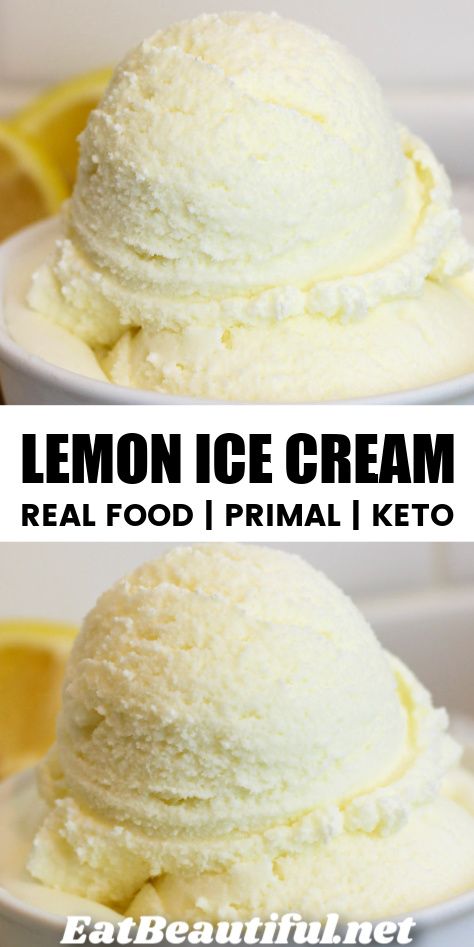 Fresh homemade Lemon Ice Cream has just 4 ingredients and is utterly creamy and refreshing. This tart treat is like homemade frozen yogurt when served soft serve, or chill and scoop for a tangy, unforgettable, satisfying dessert treat! Primal, Keto, Low Oxalate, Low Salicylate, Ancestral, GAPS and VAD. | Eat Beautiful | lemon ice cream | keto | real food | refined sugar free || #lemonicecream #sugarfree #realfood #keto #primal Keto Lemon Ice Cream, Healthy Lemon Ice Cream, Homemade Lemon Ice Cream, Ice Cream Keto, Lemon Ice Cream Recipe, Homemade Frozen Yogurt, Eat Beautiful, Scream 4, Beautiful Recipes