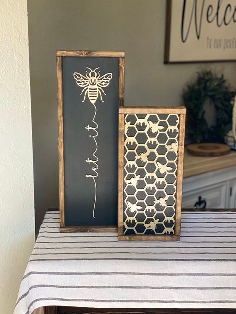 Layering Sign Set Bee Decor Bee Wall Decor Bee Art | Etsy Bee Wall Decor, Bee Room, Let It Bee, Bee Sign, Honey Bee Decor, Foyer Modern, Pallet Decorations, Decorate Entryway, Bee Wall