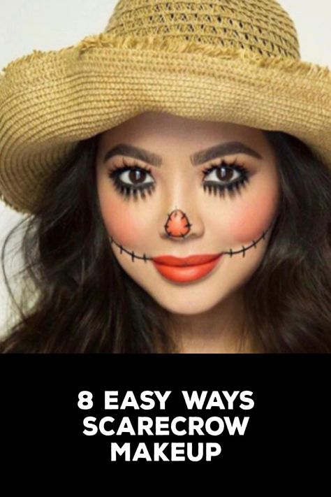 How to Scarecrow Makeup Halloween Makeup Diy Easy, Diy Scarecrow Costume, Scarecrow Halloween Makeup, Halloween Costumes Scarecrow, Meme Costume, Scarecrow Makeup, Diy Scarecrow, Halloween Make-up Looks, Kids Nails