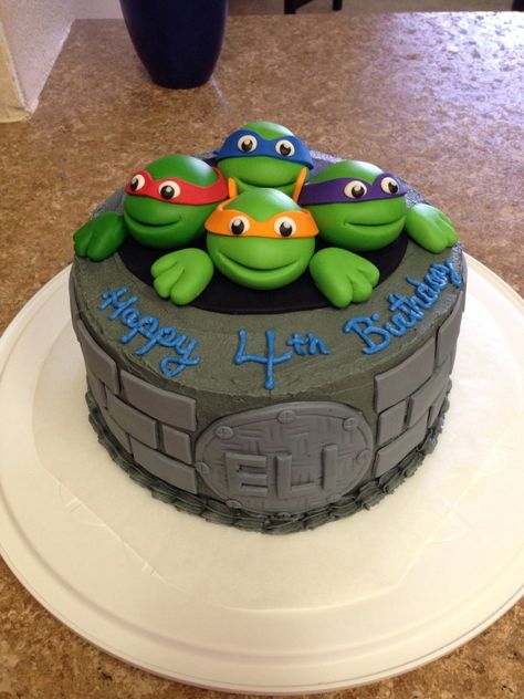 27+ Great Image of Ninja Turtle Birthday Cakes Ninja Turtle Birthday Cakes Tmnt Cake I Made For My Sons 4th Birthday I Used Fondant For The  #CoolBirthdayCakes Ninja Turtle Birthday Cake, Turtle Birthday Cake, Teenage Mutant Ninja Turtle Cake, 3d Dort, Ninja Cake, Tmnt Cake, Ninja Turtles Birthday, Turtle Birthday Parties, Tmnt Birthday