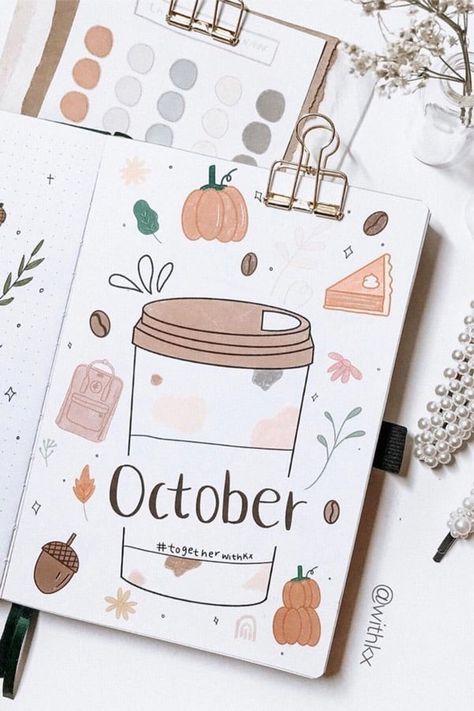 40+ Best bullet journal monthly cover ideas for October #bujocover #bujospreads #bulletjournalideas Notesbog Design, Monthly Cover Ideas, Journal Monthly Cover, Bullet Journal October, Crazy Laura, Bullet Journal Monthly, Bullet Journal Month, Penanda Buku, Kalender Design