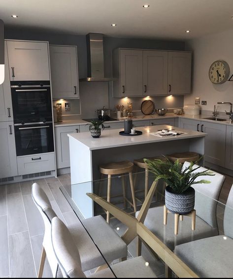 Kitchen Living Open Plan, Kitchen Dinner Living Room, Small Open Kitchen Dining Room, Kitchen With Snug Area, Grey Open Plan Kitchen Living Room, Kitchen Diner Ideas Small, 12x12 Kitchen Layout With Island, New Build House Ideas Interiors, Small Open Plan Kitchen Dining Living Layout