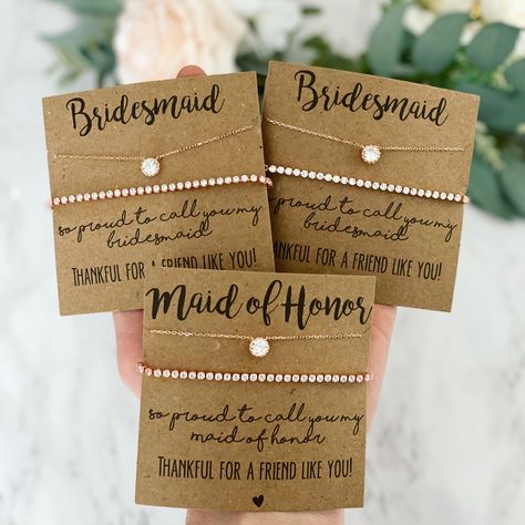 Ways To Ask Bridesmaids, Bridesmaids Ideas, Asking Bridesmaids, Bridesmaid Boxes, Necklace Matching, Zircon Necklace, Bridesmaid Box, Necklace And Bracelet Set, Bridesmaid Proposal Box