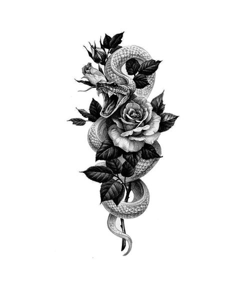 Flores Tattoo, Snake Tattoo Design, Roses Tattoo, Bff Tattoos, Dope Tattoos For Women, Tattoo Style Drawings, Stylist Tattoos, Flowers Tattoo, White Drawing