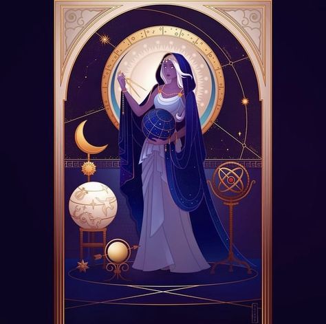 Yliade Art, Urania Muse, Goddess Illustration, Hera Goddess, Astrology Moon, Illustrator Artwork, Greek Pantheon, Goddess Aesthetic, Greek Mythology Gods