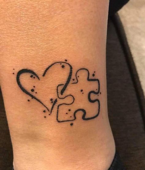 Special Ed Tattoo Ideas, Puzzle Matching Tattoos, Autisim Awearness Tattoos, Puzzle Tattoo, Awareness Tattoos, Mandala Wrist Tattoo, Couple Tattoos Love, Puzzle Piece Tattoo, Puzzle Tattoos