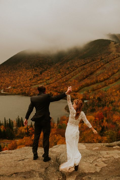 New Hampshire Elopement, this is why you get married in the Autumn! Intimate Wedding Reception, Small Intimate Wedding, Maine Wedding, Mountain Elopement, England Wedding, White Mountains, Elopement Locations, White Mountain, Adventure Elopement