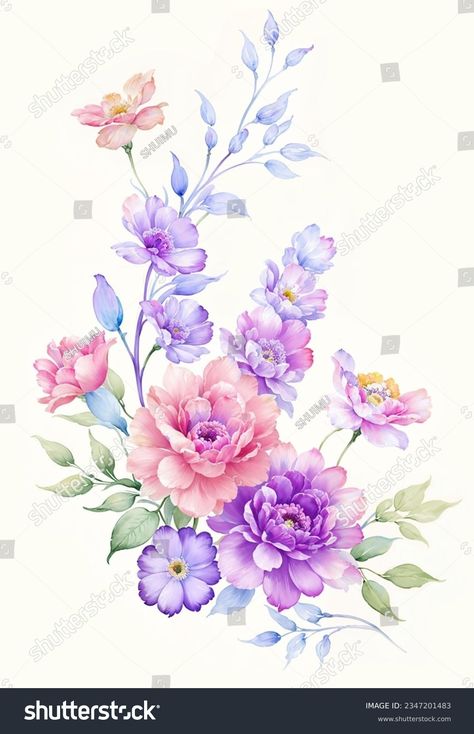 Flowers Watercolor Illustrationmanual Composition Set Watercolor Stock Illustration 2347201483 | Shutterstock Flower Hd, Shutter Stock, Flowers Watercolor, Channel Art, Industrial Art, Color Palette Generator, Watercolor Flower, Shahrukh Khan, Holiday Illustrations