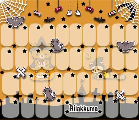 keyboard rilakkuma halloween by dari yamada Halloween Keyboard Wallpaper, Halloween Keyboard, Rilakkuma Halloween, Keyboard Ideas, Keyboard Wallpaper, Emoji Keyboard, Key Board, Board Wallpaper, Iphone Themes