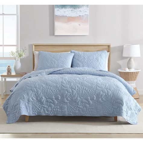 PRICES MAY VARY. 100% Polyester The Caribbean Joe Outlined Shell Quilt Set has a beach inspired design for coastal living with themes of the sea and ocean The bedding set features quilted seashell motifs, soft coastal colors and nautical symbols The Twin quilt set includes a quilt and one matching standard size pillow sham Lightweight polyester is perfect for year-round all-season comfort Easy Care machine washable and dry Shell Outline, Caribbean Interior Design, Coastal Quilts, Beach Bedding Sets, Coastal Bedding, King Quilt Sets, Condo Ideas, Coastal Colors, Coastal Bedroom