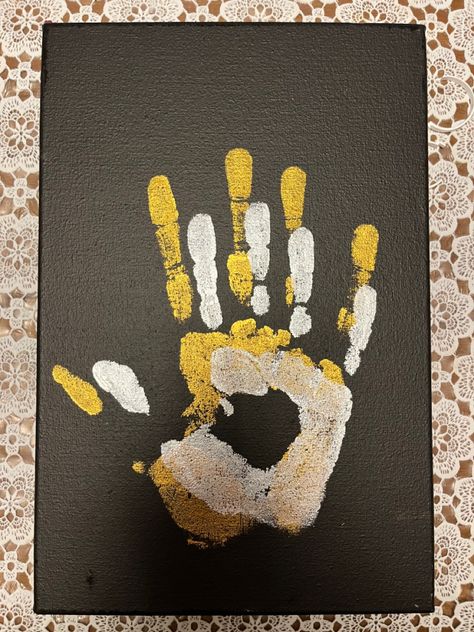 Hand Print Painting For Couples, Couples Art Projects Diy, Couples Art Project, Flower Therapy, Couple Art, My Love, Diy Gifts, Blue Yellow, Vault Boy