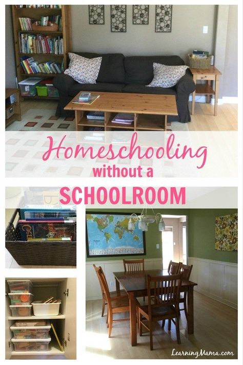 Homeschooling Without a Schoolroom - You CAN homeschool without a dedicated homeschool room without your home being consumed with the mess of homeschooling! #homescool #homeschooling #space #organization Homeschool Room Design, Homeschool Room Organization, Homeschool Room, Homeschool Inspiration, Homeschool Encouragement, Homeschool Classroom, Homeschool Schedule, Homeschool Help, Homeschool Planning