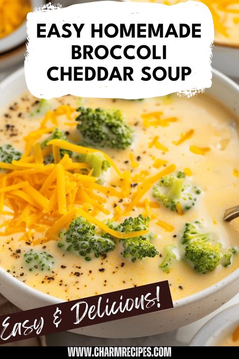 Whip up this simple and delicious homemade broccoli cheddar soup that everyone will love. Packed with fresh broccoli and rich, gooey cheddar cheese, this comforting recipe is perfect for chilly evenings or a family gathering. Using just a few ingredients, including cream and onions, you can create a velvety texture that warms your soul. Learn how to perfect this easy soup from scratch, and enjoy a bowl of nutritious goodness, sure to satisfy your cravings. Quick, tasty, and perfect for meal prep! Cheddar Broccoli Lasagna Soup, Chadder Broccoli Soup, Cheesy Broccoli Soup Recipe, Cheddar Cheese Broccoli Soup, Cheese Broccoli Soup Easy, Kneaders Broccoli Cheese Soup, Broccoli Squash Soup, Easy Broccoli Cheddar Soup Recipe, Best Broccoli Cheese Soup Recipes