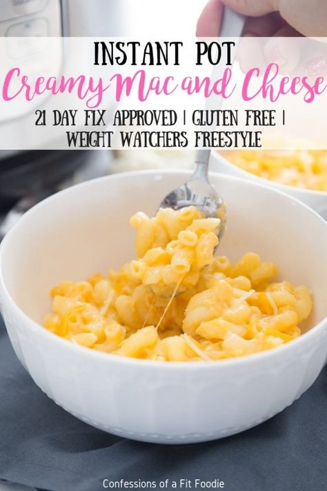 Healthy Instant Pot Mac And Cheese, Instant Pot Cauliflower Mac And Cheese, Weight Watchers Gluten Free Recipes, Fixate Meals, Gluten Free Weight Watchers, Confessions Of A Fit Foodie, Gluten Free Instant Pot Recipes, 21 Day Fix Recipes, Instant Pot Mac And Cheese