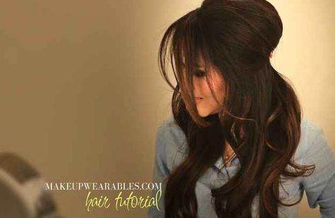 Brigitte Bardot's Half-Up Bouffant via Contempt | 27 Gorgeously Dreamy Vintage-Inspired Hair Tutorials Long Dark Brown Hair, Blonde Pony, Brigitte Bardot Hair, Bardot Hair, Half Updo Hairstyles, Vintage Hairstyles Tutorial, Bouffant Hair, Updo Hairstyle, Medium Long Hair