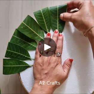 Mango Leaf Decor Ideas 2024 | Mango Leaf Eco Friendly Decor Using Thermocol Sheet and Fresh Flowers | By A2 CraftsFacebook Ashok Leaves Decoration, Mango Leaves Decoration Ideas, Mango Leaves Decoration Indian, Mango Leaf Decorations, Thermocol Decoration, Leaf Decoration Ideas, Mango Leaf, Mango Leaves, Coconut Leaves