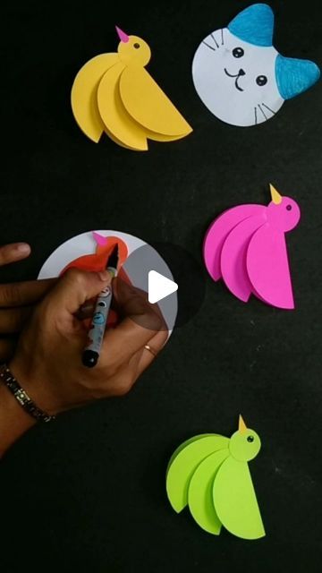 Easy Art And Craft For Kindergarten, Birds With Paper, Paper Craft Drawing, Creative Activity For Preschoolers, 3d Bird Paper Craft, Easy Bird Crafts For Preschoolers, Bird Making Paper Crafts, Art Work For Kids Creative Crafts, Birds Arts And Crafts For Kids