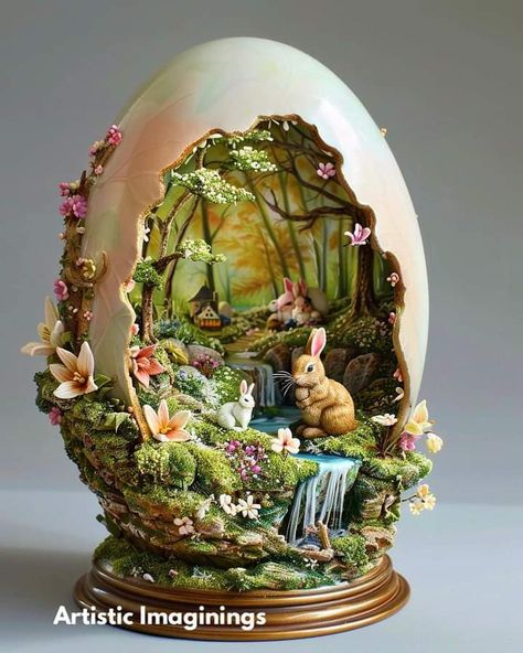 Fairy Egg, Egg Artistry, Happy Birthday Cake Photo, Leave Art, Creative Easter Eggs, Clay Fairy House, Decorated Eggs, Easter Craft Decorations, Clay Fairies