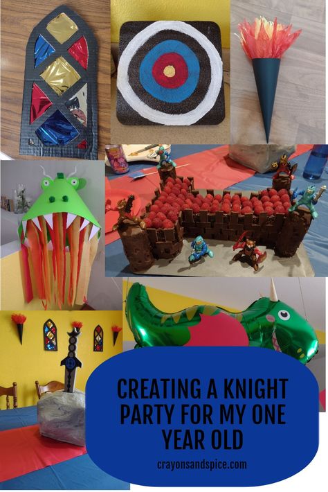 Picture of decorations made for a knight and dragon themed party Knights Party Ideas, Medieval Birthday Party Decorations, Royal Party Food Ideas, Medieval First Birthday, Knight Themed Birthday Party, Knights And Dragons Birthday Party, Dragon Birthday Party Ideas, Fantasy Themed Party, Fantasy Birthday Party