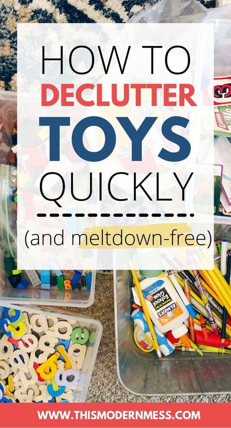 Want to declutter toys in your child’s bedroom or playroom? Here’s what you need to know about how to declutter kids' toys.

Including:

- how to sort toys
- how to organize toys
- how to zone your playroom
- how to help your kids declutter toys
- toy decluttering tips Simple Toy Organization, How To Organize A Playroom, Decluttering Kids Toys, Toy Decluttering Tips, How To Declutter Toys, How To Organize Kids Toys, How To Organize Toys, Declutter Playroom, Organize Kids Toys