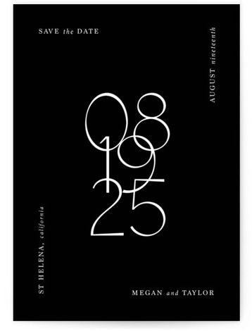 A modern, bold save the date that directs attention to the celebratory date. Save The Date Modern Design, Save The Date Minimalist Modern, Save The Date Gala, Date Graphic Design, Save The Date Poster Design, Gala Save The Date, Fashion Invite, Save The Date Posters, Creative Save The Date