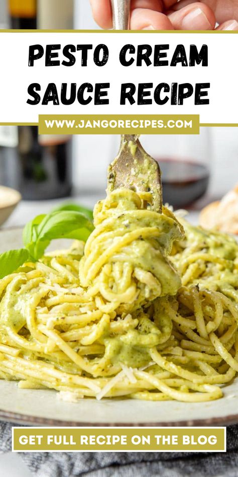 This pesto cream sauce recipe uses butter, garlic, and olive oil to make it rich and creamy. #PestoCreamSauceRecipe #SauceRecipe Pesto Cream Sauce, Seasoned Chickpeas, Pesto Sauce Recipe, Easy Sauce Recipe, Creamy Pesto Sauce, Cream Sauce Recipes, Italian Sauce, Creamy Pesto, Pasta Sauce Recipes