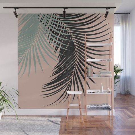 Palm Leaves Black Soft Green Pale Terracotta Vibes #1 #tropical #decor #art #society6 Wall Mural by ani… | Wall murals painted diy, Wall painting decor, Wall murals Wall Murals Painted Diy, Pale Terracotta, Black Vibes, Salon Suites Decor, Accent Wall Designs, Baby Boy Room Decor, Wall Painting Decor, Coastal Beach Decor, Wall Murals Painted