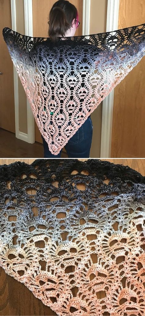 Sock Yarn Crochet, Crochet Shawl Tutorial, Crochet Shaw, Crochet Prayer Shawls, Lace Shawl Pattern, Crochet Shawl Free, Crochet Lace Shawl, Crochet Skull, Crochet Shawl Pattern Free