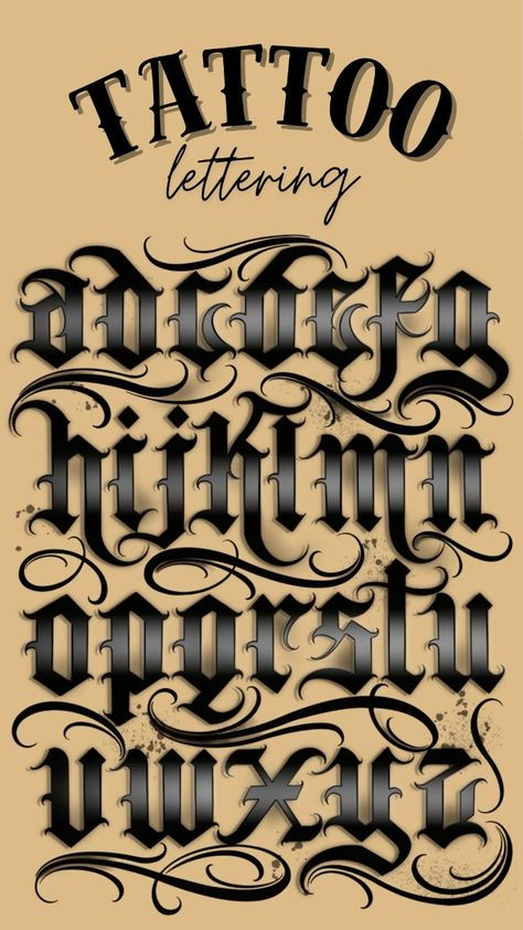 Tattoo Alphabet Fonts, Chicano Lettering Tattoo, Years Tattoo, Chicano Font, Chicano Tattoos Lettering, Calligraphy Tattoo Fonts, Tattoo Calligraphy, Fonts For Tattoos, Tattoos Fonts