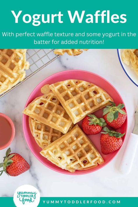 Greek Yogurt Waffles Healthy, Waffle Recipe For Toddler, Yoghurt Waffles, Children Food Ideas, Toddler Waffles, Kids Waffles, Coraline Food, Yogurt Waffle Recipe, Healthy Waffle Recipe