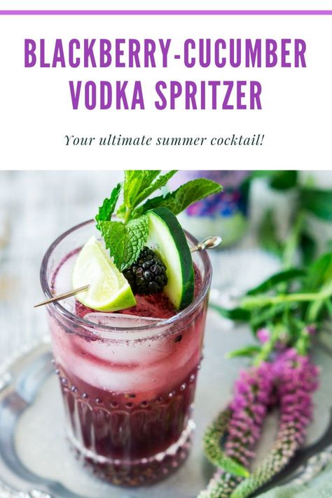 Blackberry Vodka Drinks, Blackberry Cocktails, Vodka Drinks Easy, Fruity Cocktail Recipes, Cucumber Cocktail, Limoncello Cocktails, Cucumber Vodka, Summer Vodka Cocktails, Fruity Cocktail