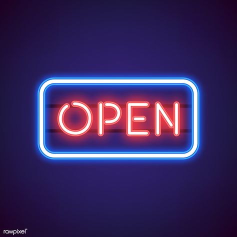 Neon Rouge, Neon Open Sign, Open Sign, Neon Wall Art, Sign Logo, Logo Facebook, Beautiful Logos Design, Neon Logo, Open Signs