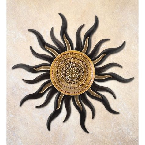 Imperial Sun Wall Decor 36" - Bed Bath & Beyond - 39056012 Metal Sun Wall Art, Outdoor Living Space Design, Sun Wall Decor, Gold Mosaic, Velvet Upholstered Bed, Metal Wall Sculpture, Glass Mosaic Tiles, Mosaic Designs, Wall Sculpture