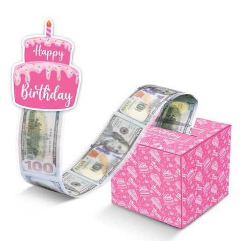 PRICES MAY VARY. [18th Happy Birthday Money Box for Cash Gift]: Do you want a meaningful 18th birthday surprise gift for your girl, daughter, or friends? There is nothing more exciting and surprising than receiving money as a gift. They can dispose of money to buy what they want, and this birthday money pull box contains their most desired birthday gift. [Birthday Money Box for Cash Gift Pull]: The surprise money gift box includes a beautiful card money holder, a Happy Birthday card, and 30 tran Money Box Ideas Birthday, Money Birthday Gift Ideas, Regalo Sorpresa Para Quinceanera Ideas, Pull Out Card, Money Roll, Pink Money, Toy Money, Cash Holder, Birthday Money