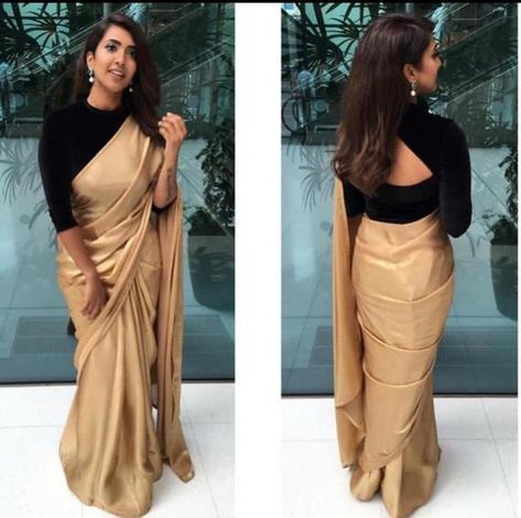 Free Shipping Marvellous Golden Satin Silk Saree With Black Velvet Stitched Blouse Fall & pico done with petticoate Style : Indian Sari / Saree Fabric : Satin Silk Length : 5 Yard (Unstitched Blouse Included) Width : 1.16 Yard / 1.20 Yard Texture : Soft For More visit Link OR MESSGAE ME  ...#bridal #wedding #Lehenga #Choli #Fancy #trending  #Necklace #Tops #Saree #Suits #Wedding_Wear  #Party_wear #Anarkali #Indian #Suits #Gown #Banarasi #Silk #Jewelry #Gold #Embroidery Velvet Blouse Design, Black Blouse Designs, Satin Silk Saree, Sabyasachi Lehenga, Saree Blouse Neck Designs, Wedding Blouse Designs, Sari Blouse Designs, Indian Saree Blouses Designs, Blouse Designs Indian