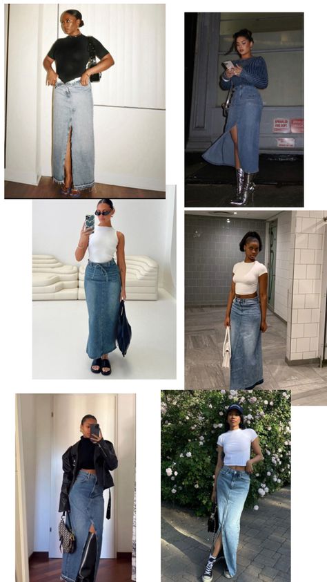 Denim skirt outfit inspo Skirt Outfits Aesthetic, Casual Chic Outfits, Modesty Outfits, Cute Modest Outfits, Denim Skirt Outfits, Effortlessly Chic Outfits, Everyday Fashion Outfits, Classy Casual Outfits, Easy Trendy Outfits