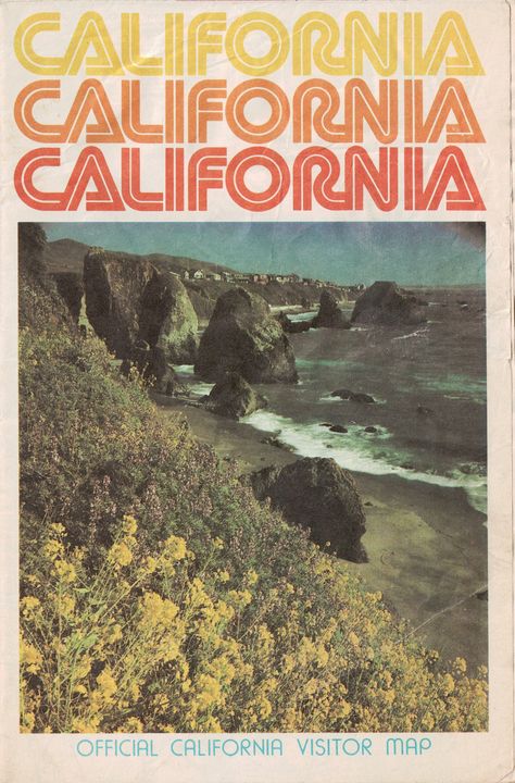 California Font, Aesthetic 60s, California Travel Guide, California Poster, Laurel Canyon, Poster Travel, Jules Verne, Vintage California, Vintage Hippie