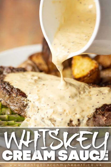 Whisky Sauce For Steak, Haunted Bourbon Garlic Cream Sauce, Whiskey Cream Sauce, Whiskey Sauce, Whiskey Cream, Homemade Sauce Recipes, Homemade Syrup, Gravy Sauce, Savory Sauce