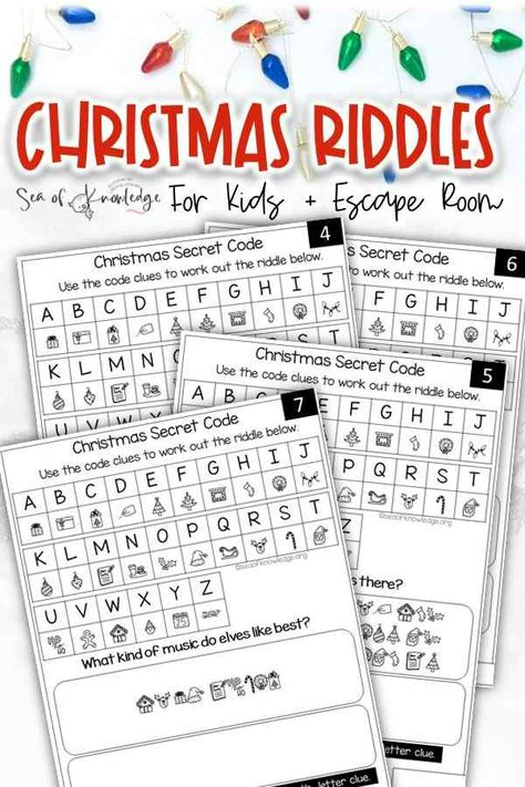 Christmas Decoder Printable, Free Printable Christmas Escape Room For Kids, Christmas Escape Room For Kids Free, Nativity Escape Room Free, Kids Escape Room Ideas, Christmas Quiz For Kids, Christmas Escape Room For Kids, Christmas Riddles For Kids, Activity Bins